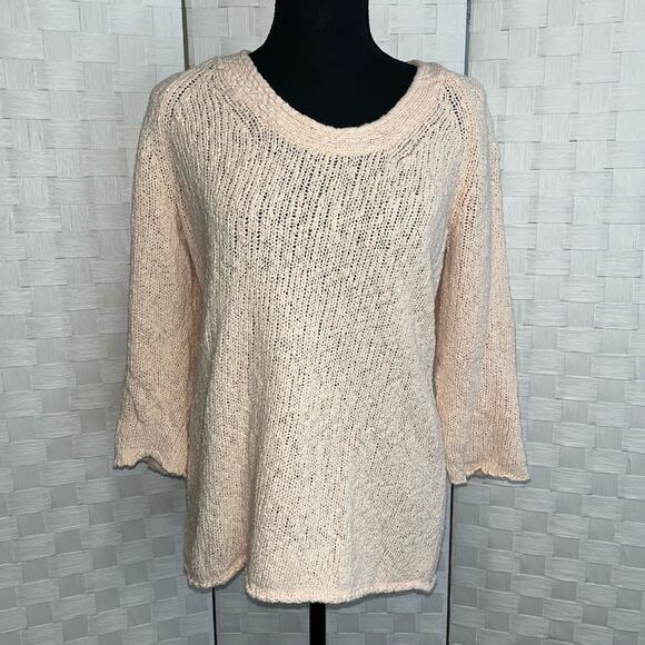 J Jill Women’s Long Sleeve Sweater Size Large Pastel Peach Spring Cotton Blend - Picture 1 of 14